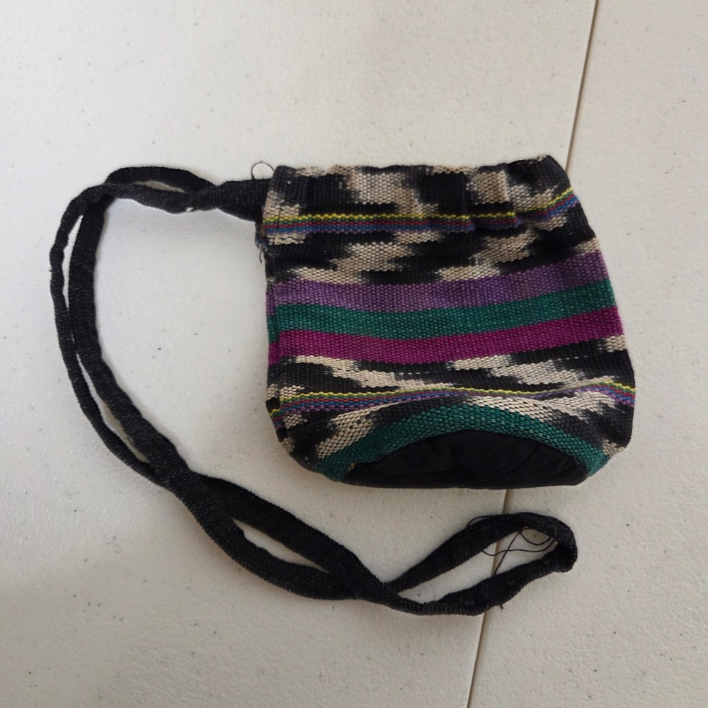 Vintage Woven Mini Pouch Bag Boho Geometric Striped Multicolor Small Crossbody
